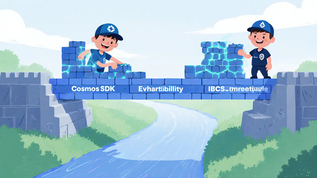 Developers building a dual-layer bridge of Cosmos SDK blocks and EVM bricks.