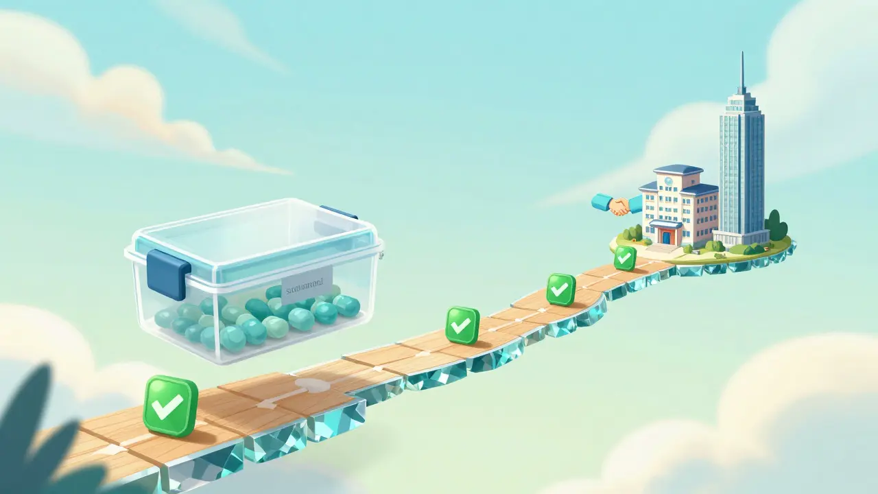 Medicine package moving along secure digital supply path