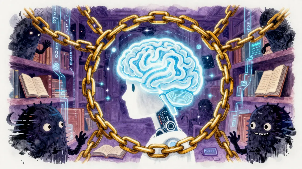 Robot analyzing brain scan protected by digital shield barrier