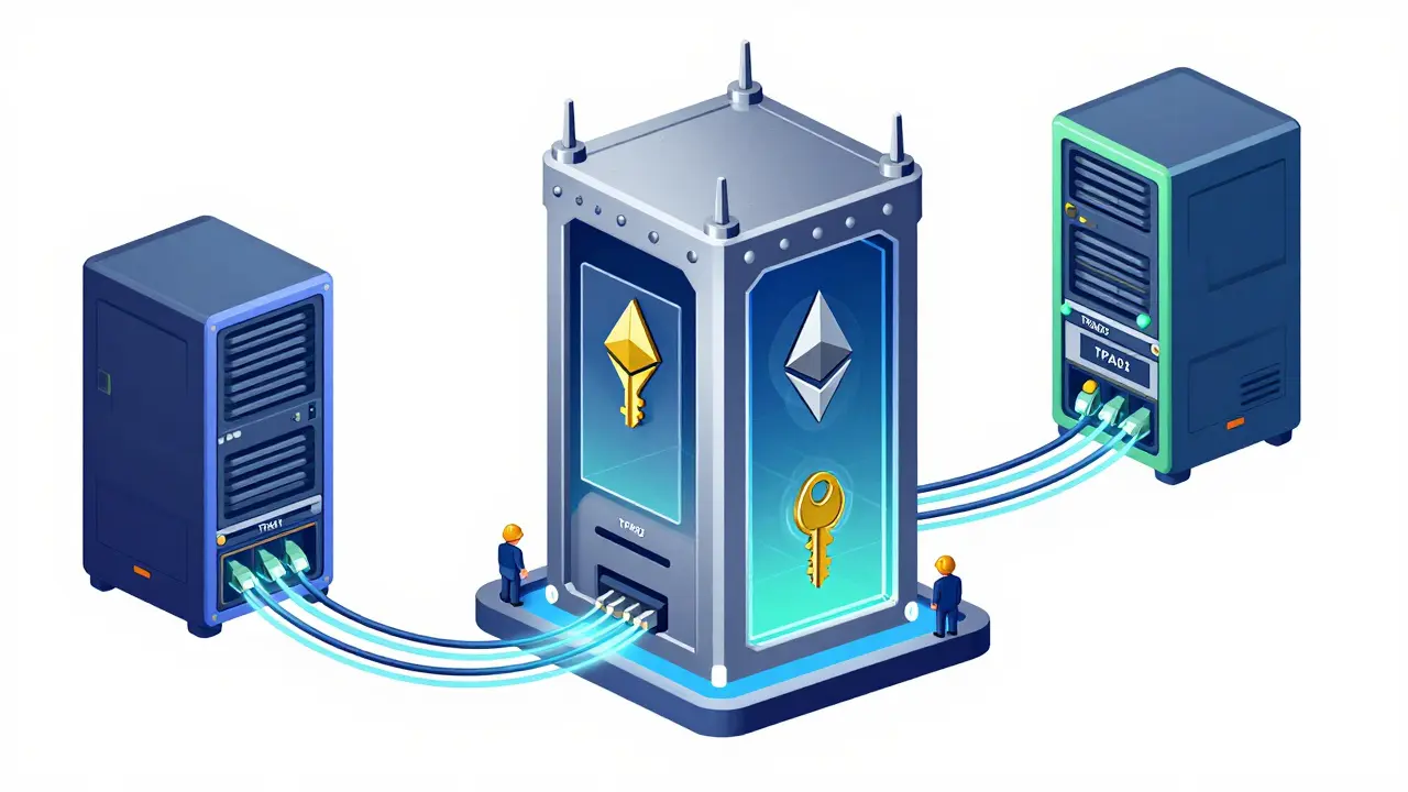 Cross-section of HSM securing blockchain node connections