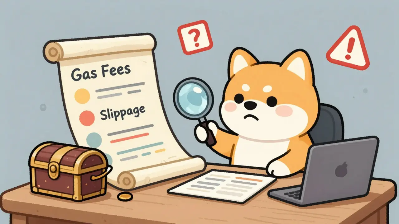 Cute dog confused by complex crypto interface on desk