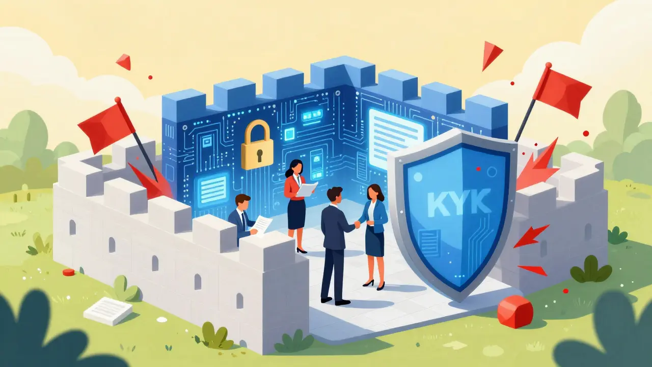Fortress of digital shields protecting compliant workers from chaos