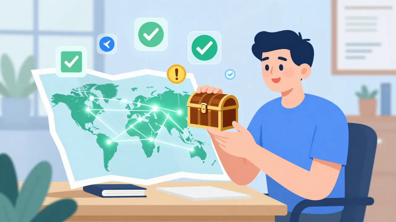 Investor with secure wallet and world map illustrating safe crypto storage