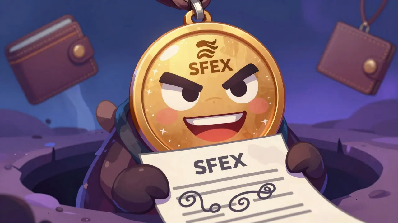 Deceptive scam token creature hiding malicious intent behind a charming facade