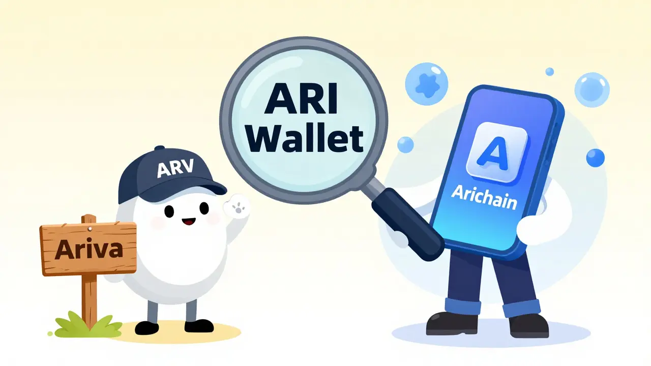 Illustration distinguishing Ariva token from Arichain wallet project