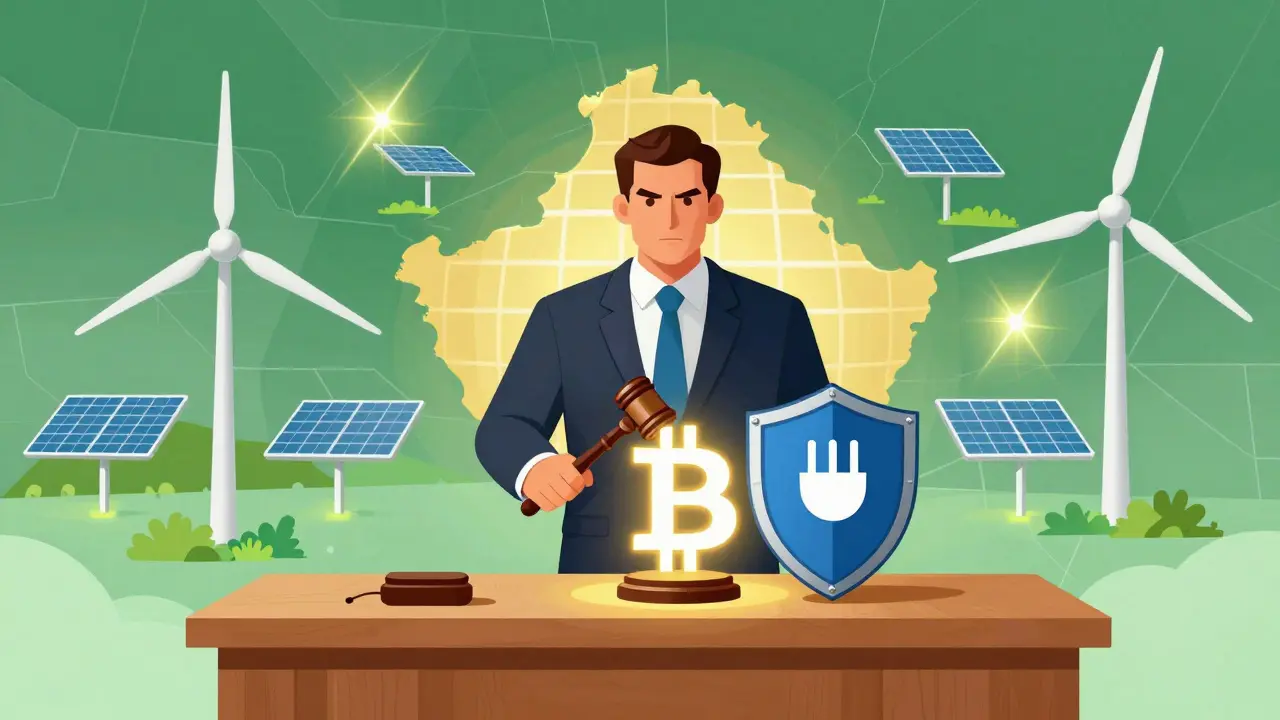 Illustration of Kosovo banning grid-connected mining to protect energy security.