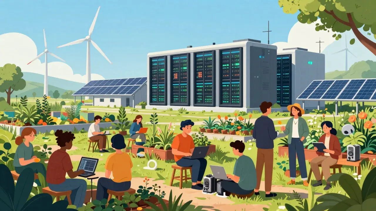 Renewable energy data center and community crypto miners