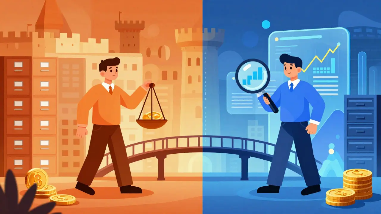 Split illustration comparing PSA payment rules with FSMA investment service requirements.