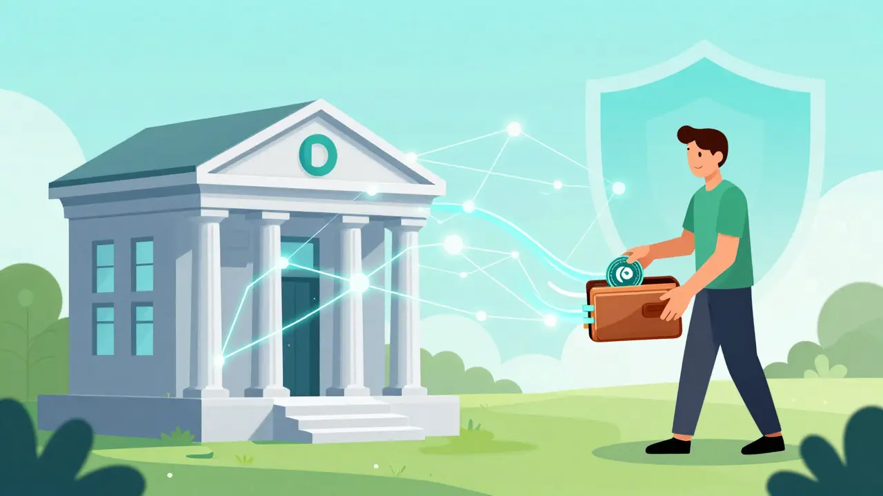 Seamless integration of bank and blockchain with protective shield