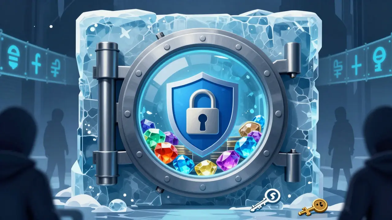 Secure vault protecting cryptocurrencies from hackers