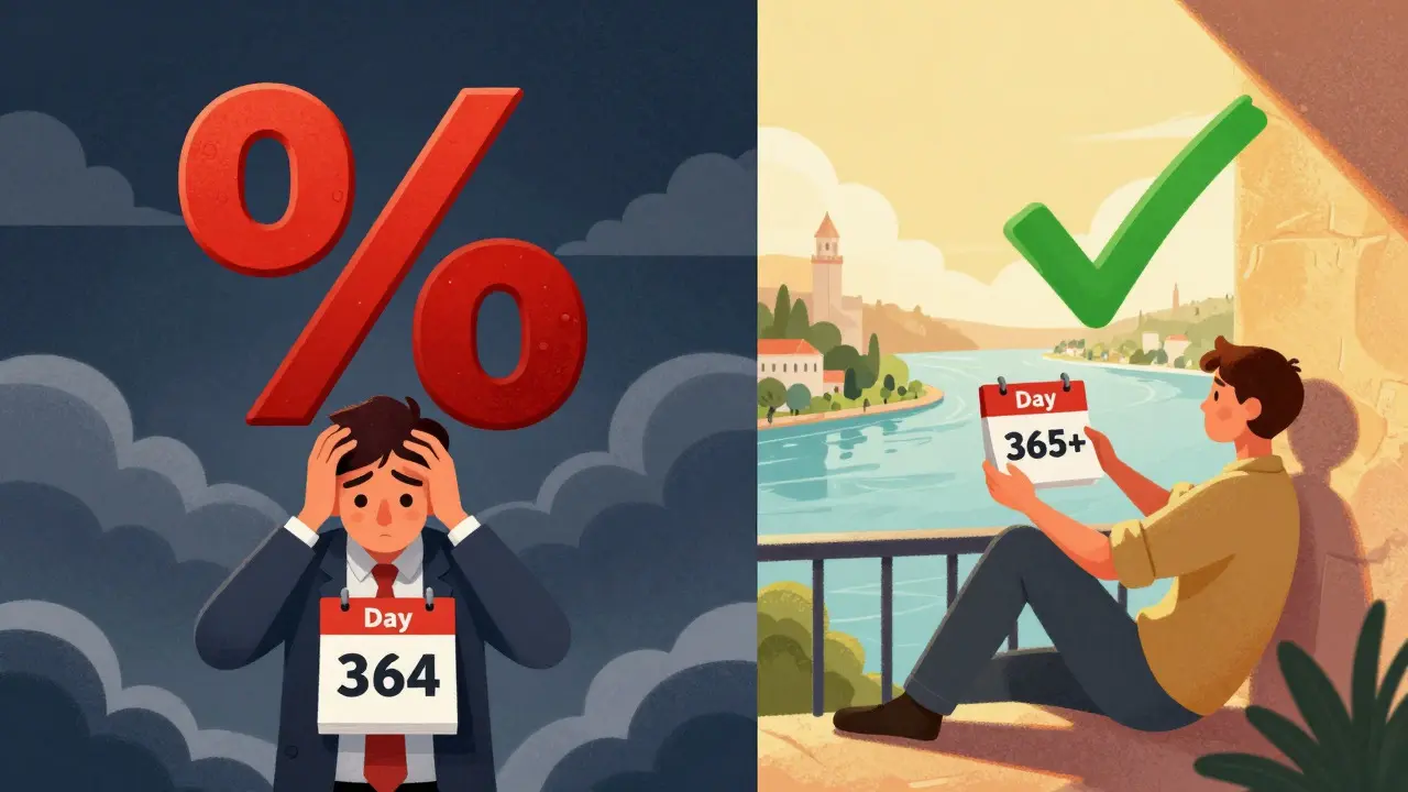 Split view of stressed short-term trader vs relaxed long-term holder