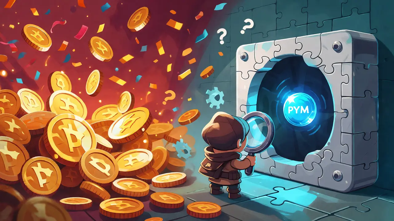 Adventurer comparing chaotic hype against a secure blockchain vault
