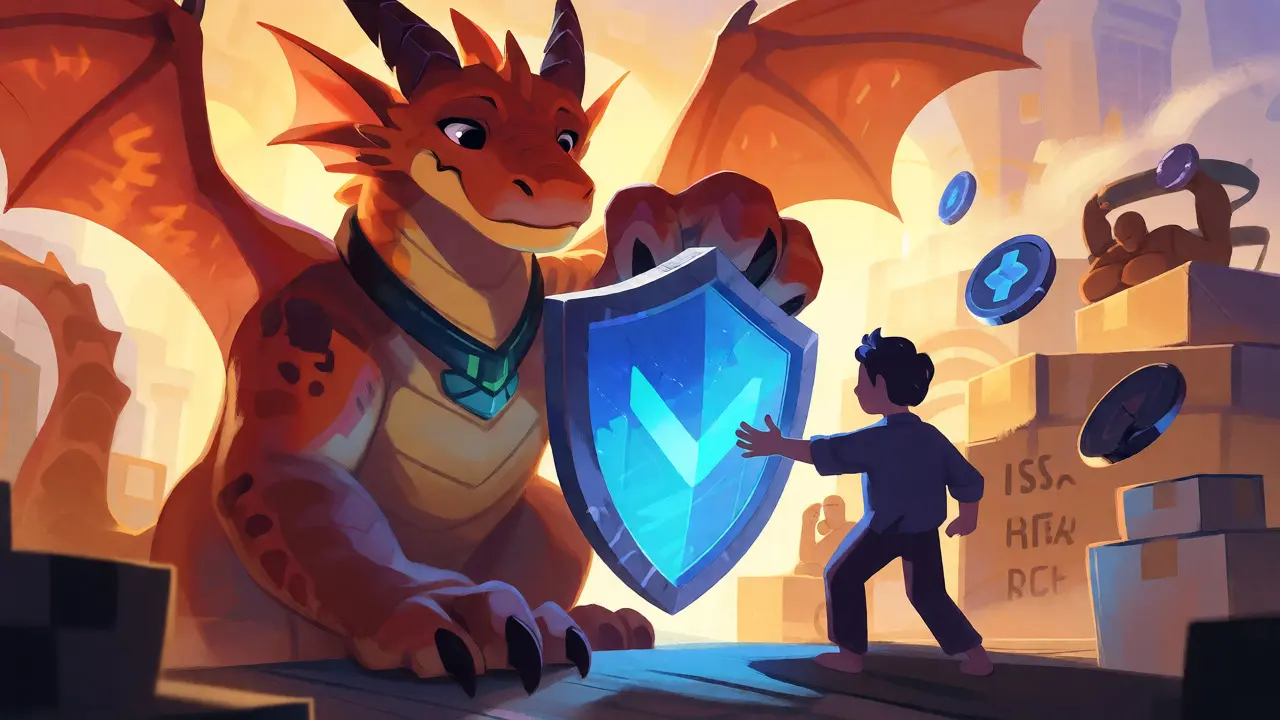 Storybook art of a large entity shielding a small startup amidst market consolidation and stablecoin risks.