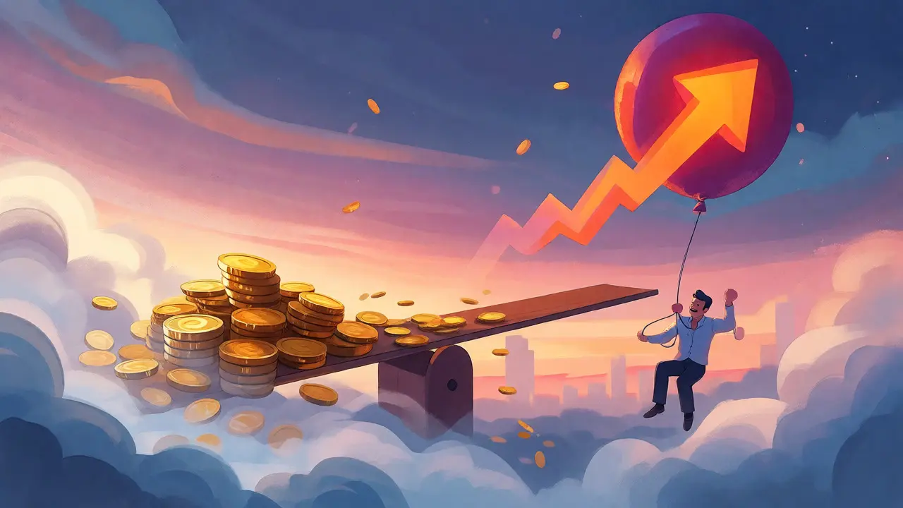 Seesaw balancing shrinking coin supply against rising value