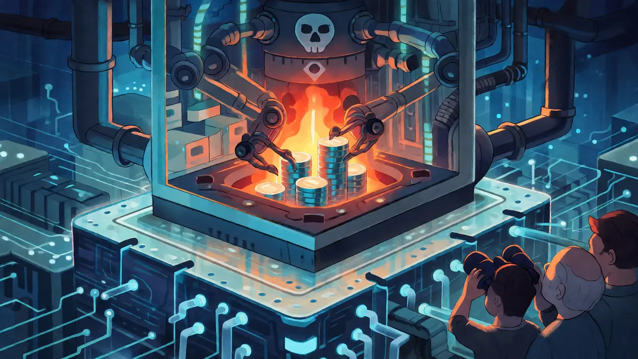 Smart contract arms placing tokens into a vault furnace